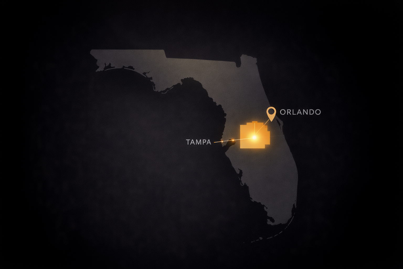 Florida map showing Polk County between Tampa and Orlando
